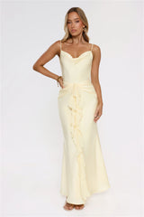 Smiling Sunrays Satin Maxi Dress Yellow