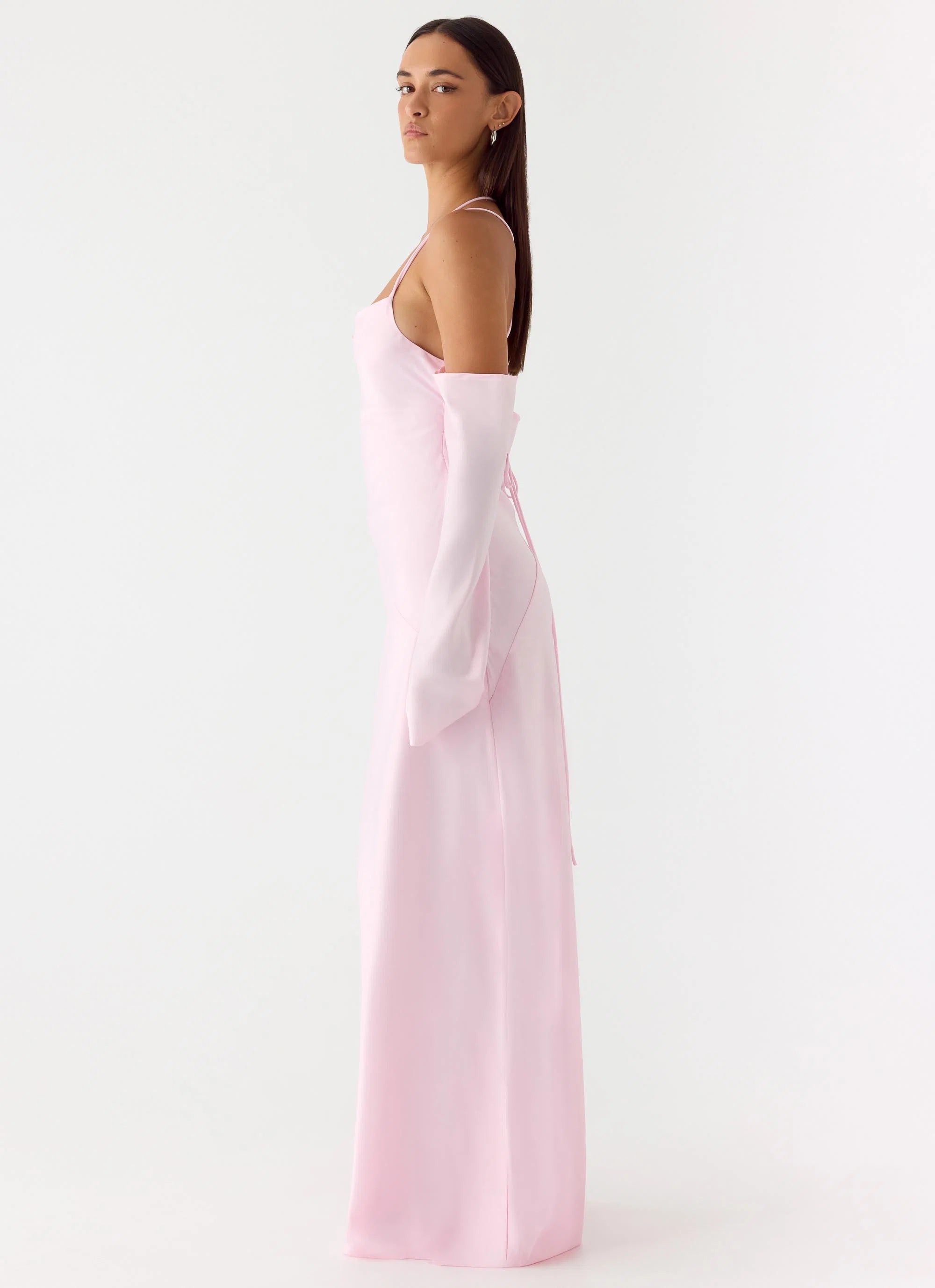 Breathe Me Long Sleeve Maxi Dress - Baby Pink
