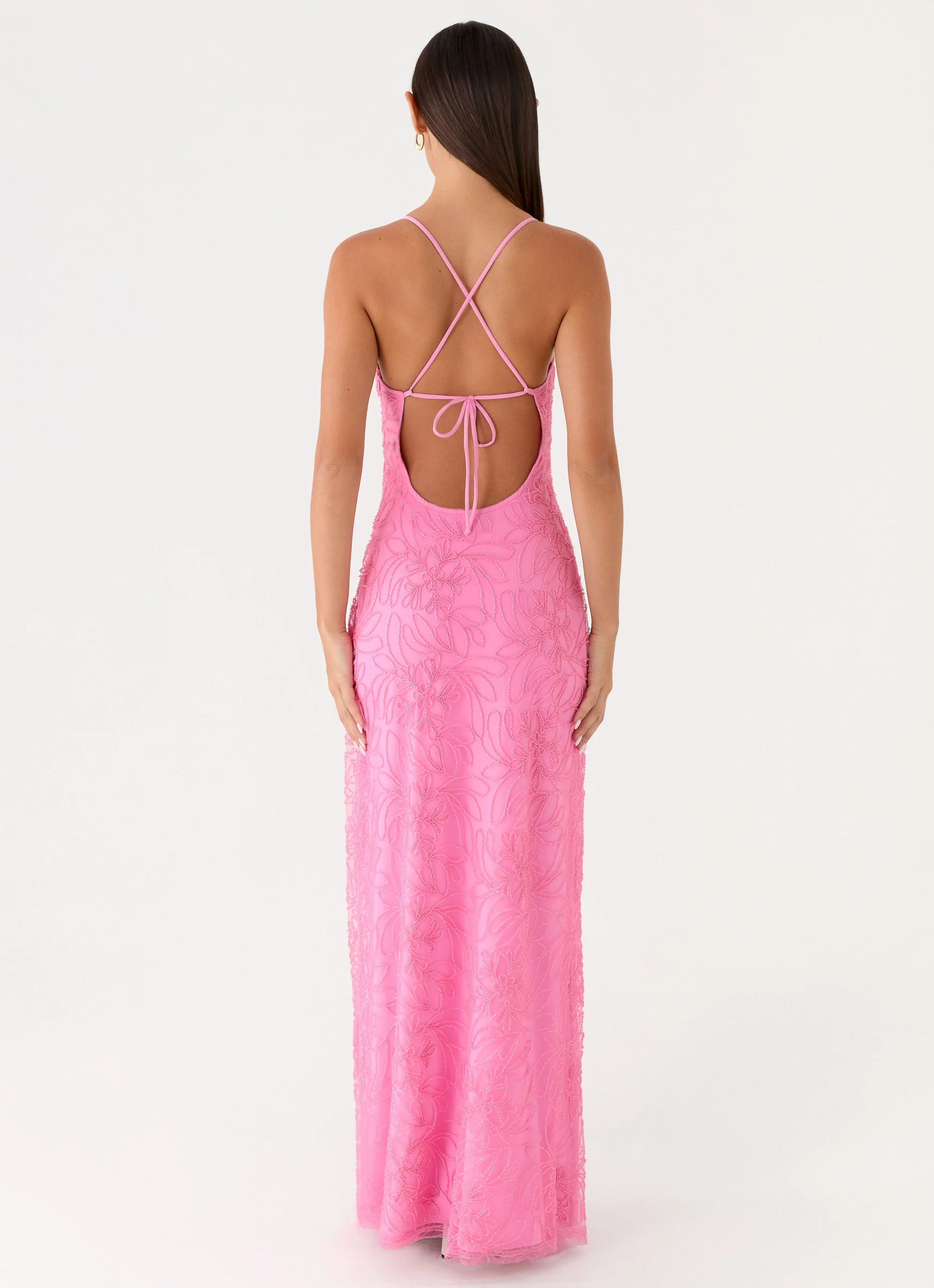 Wonyoung Beaded Maxi Dress - Pink