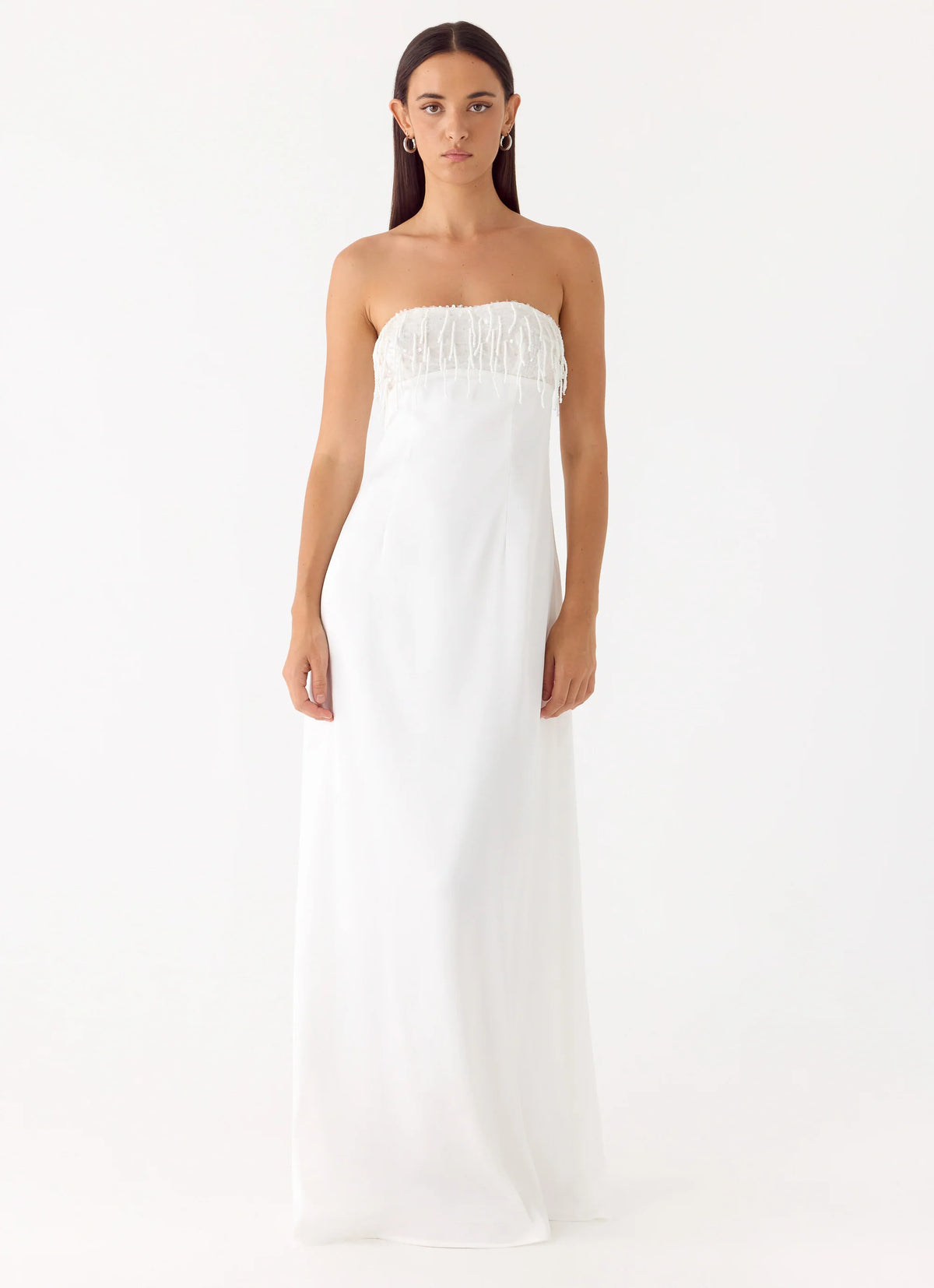 Miftie Beaded Sequin Maxi Dress - White