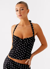 Breanne Top - Black Polka Dot