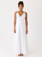 Calianna Linen Maxi Dress - White