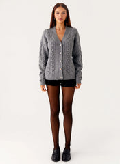 Frawley Cable Knit Cardigan - Grey