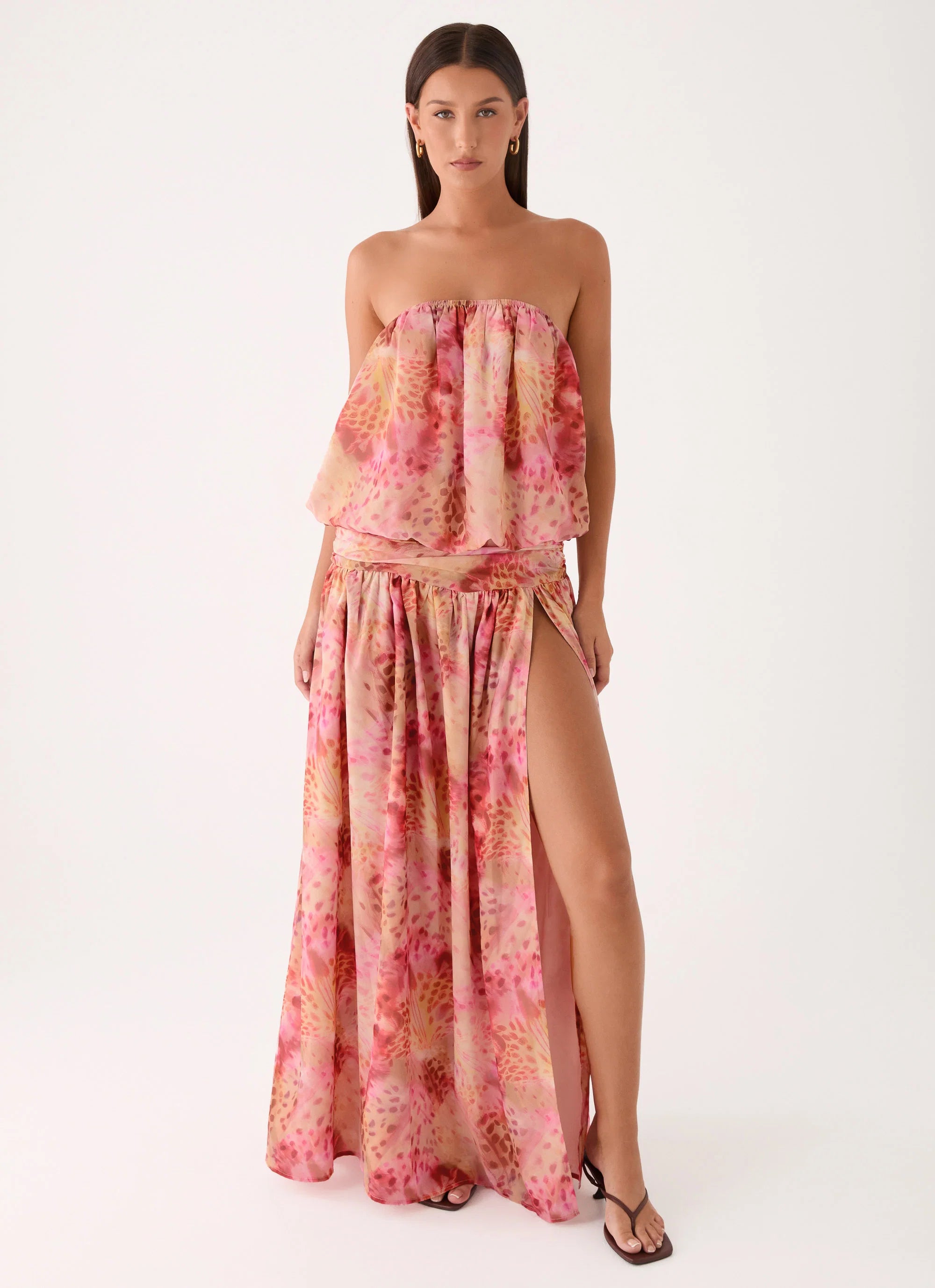 Lioras Strapless Maxi Dress - Botanic Cheetah