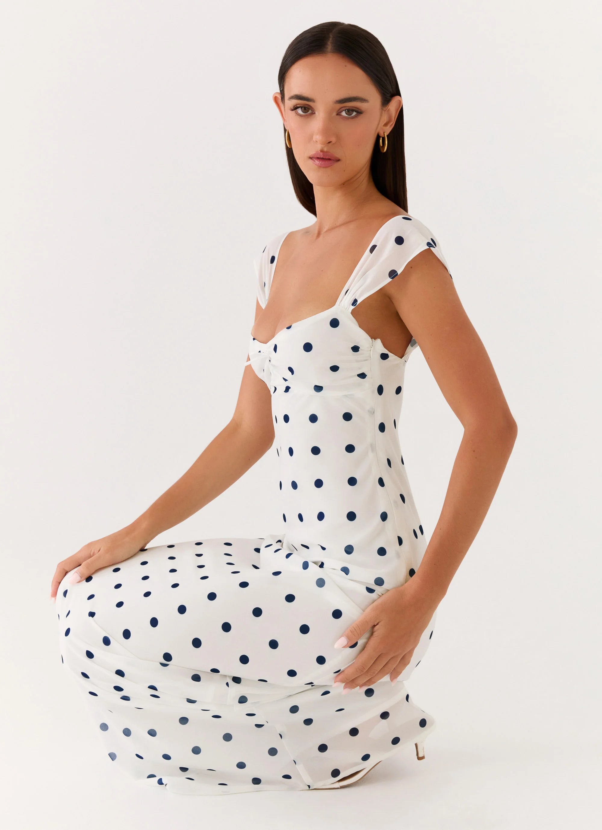 Roma Notte Maxi Dress - Porcelain Blue Polka Dot